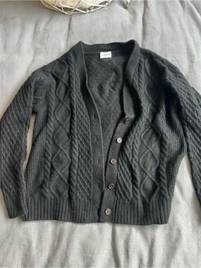 Sunday Best Black Cable-Knit Button Cardigan